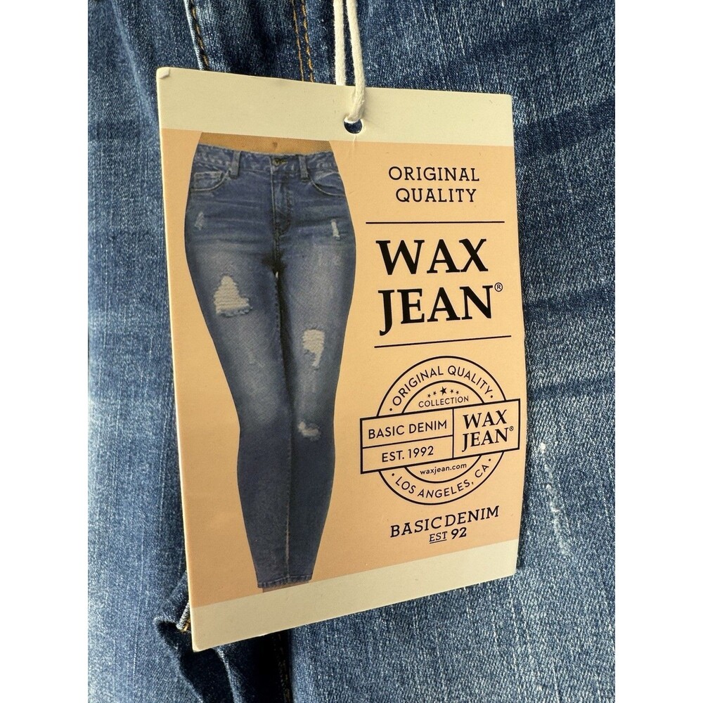 Wax Jean High Rise Denim Skinny Jeans Dark Blue Wash Ripped Distressed Sz 1/25 - Picture 7 of 16